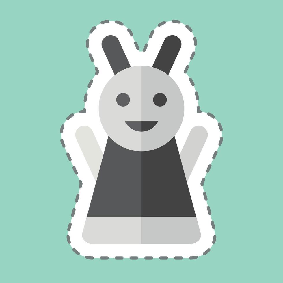 Sticker line cut Hand Puppet. related to Kindergarten symbol. design editable vector
