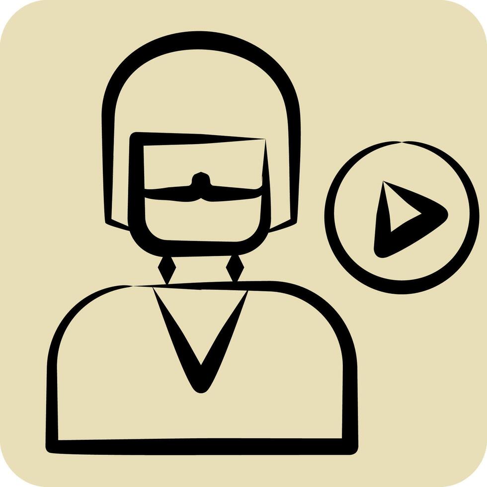 Icon Watching Movies. related to Hobbies symbol. hand drawn style. design editable vector