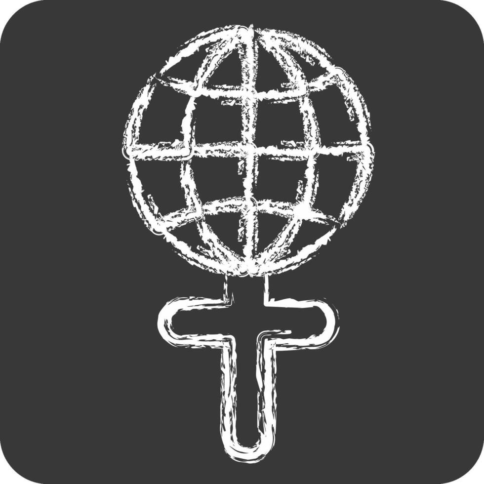 Icon Womens World. related to Women symbol. chalk Style. design editable vector