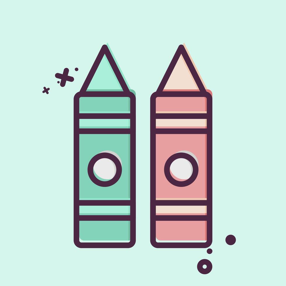 Icon Crayon. related to Kindergarten symbol. MBE style. design editable vector