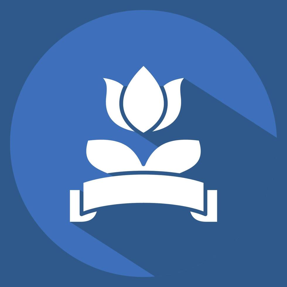 Icon Flower Label. related to Women symbol. long shadow style. design editable vector