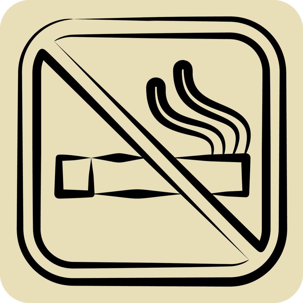 Icon No Smoking. related to Public symbol. hand drawn style. design editable vector