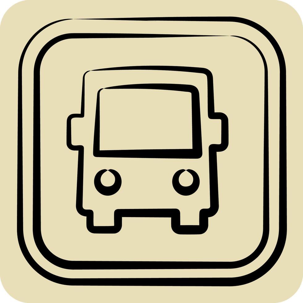 Icon Bus. related to Public symbol. hand drawn style. design editable vector