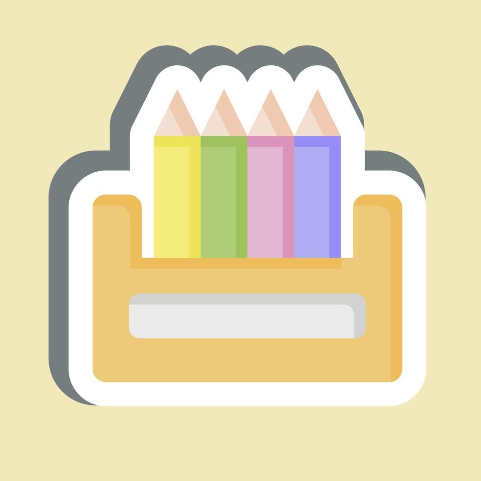 Sticker Colour Pencil. related to Kindergarten symbol. design editable vector