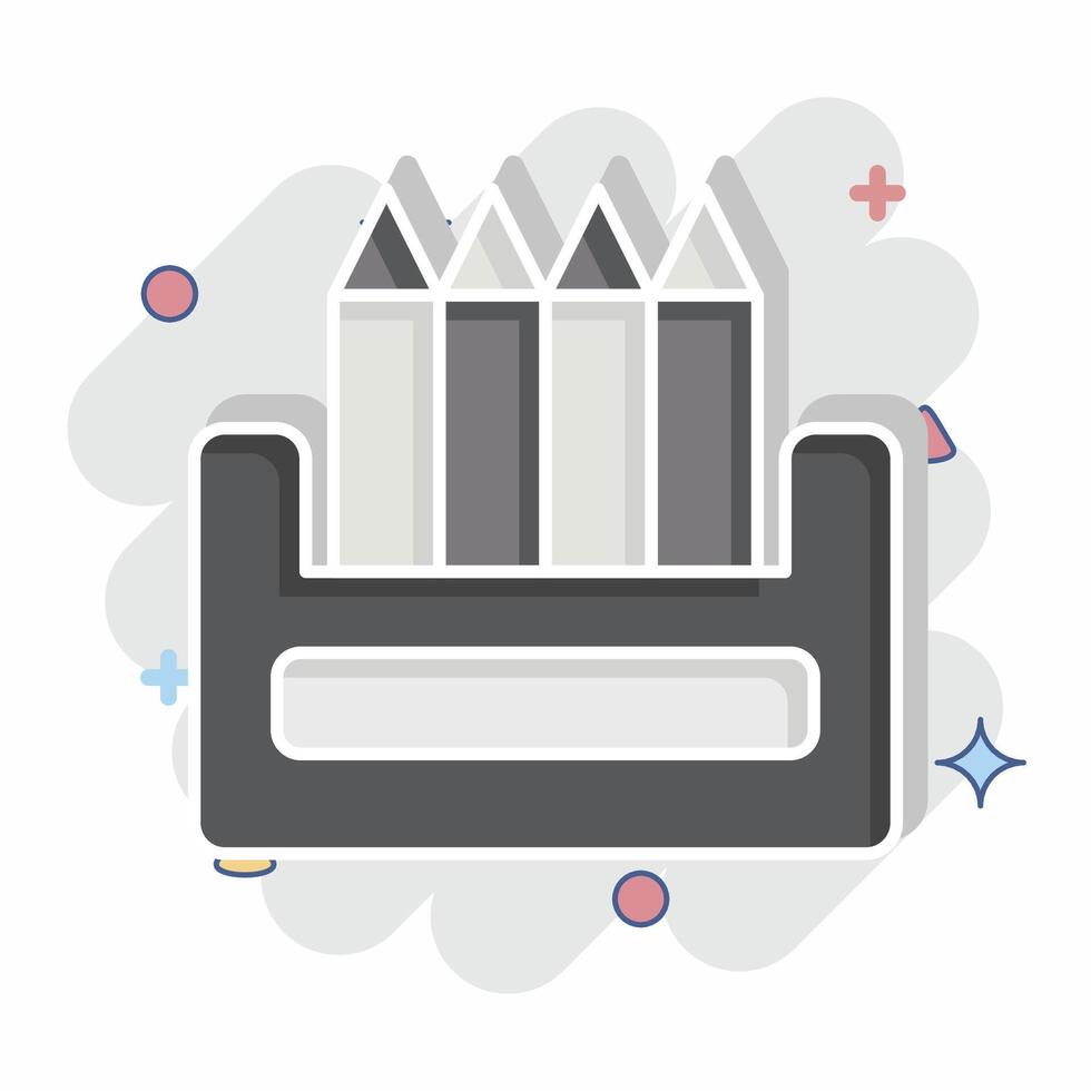 Icon Colour Pencil. related to Kindergarten symbol. comic style. design editable vector