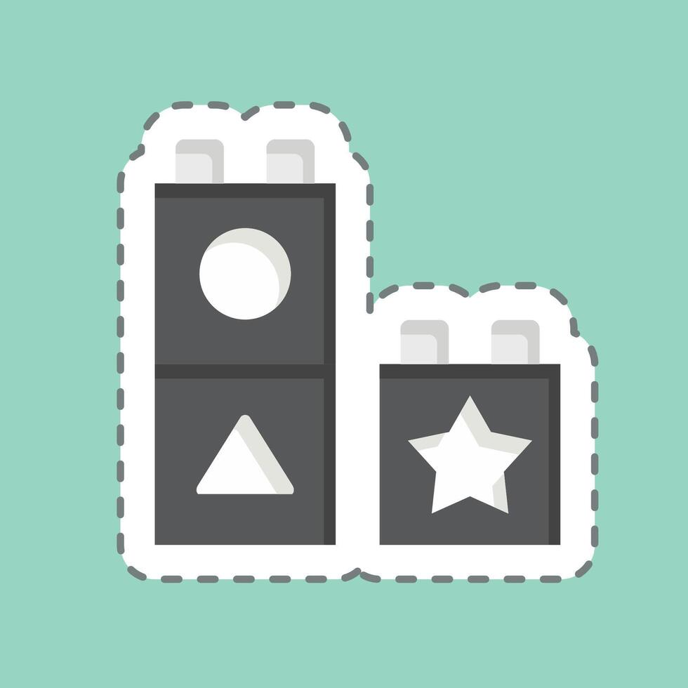 Sticker line cut Blocks. related to Kindergarten symbol. design editable vector