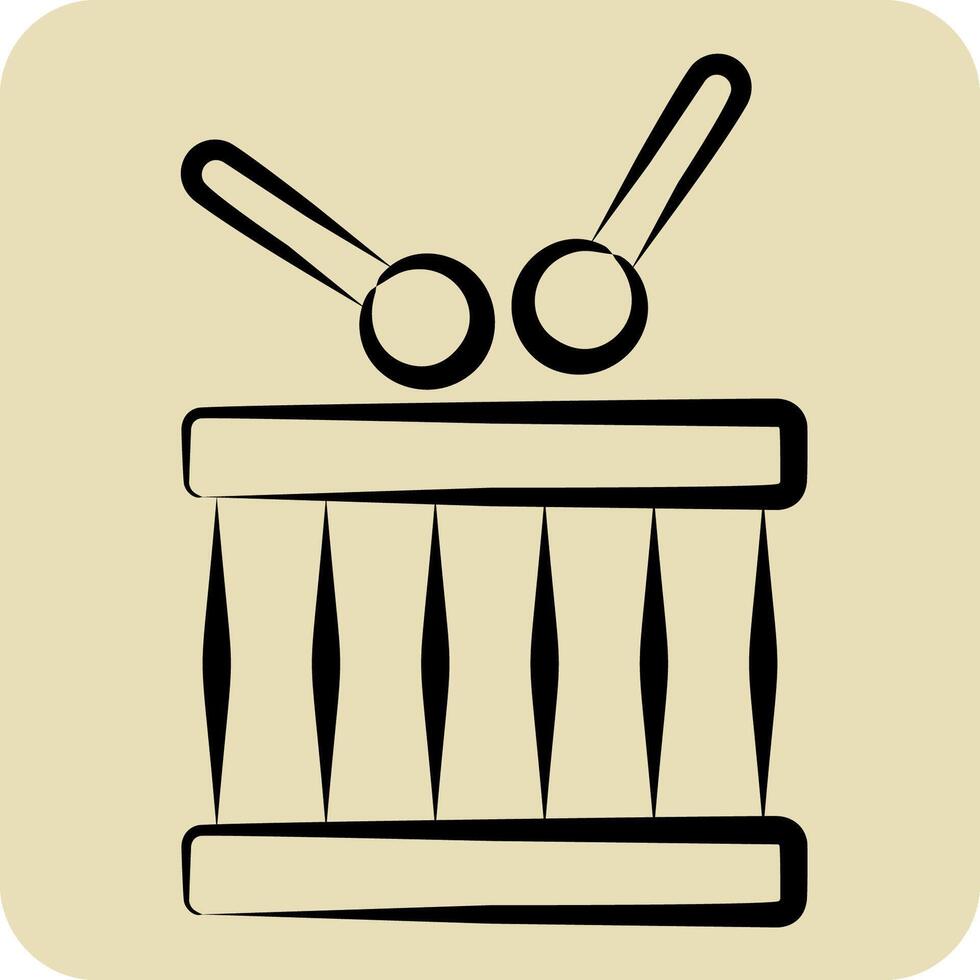 Icon Drum. related to Kindergarten symbol. hand drawn style. design editable vector