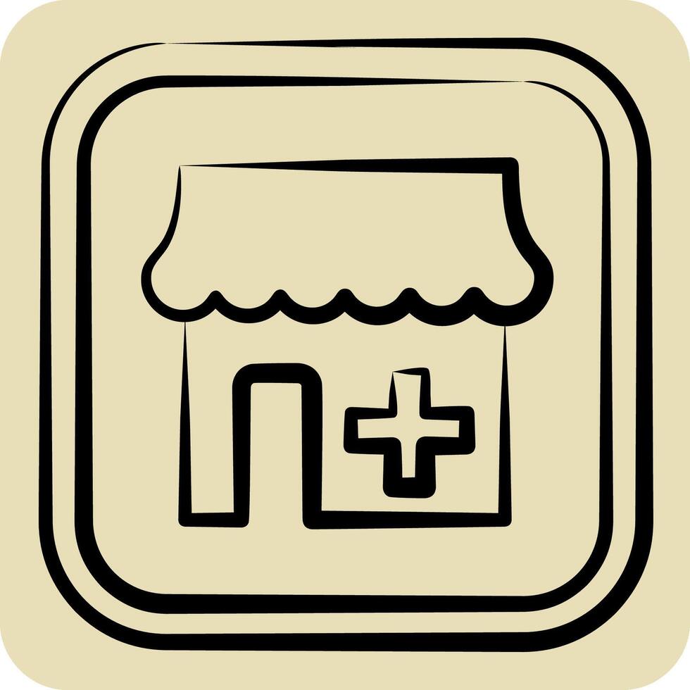Icon Pharmacy. related to Public symbol. hand drawn style. design editable vector