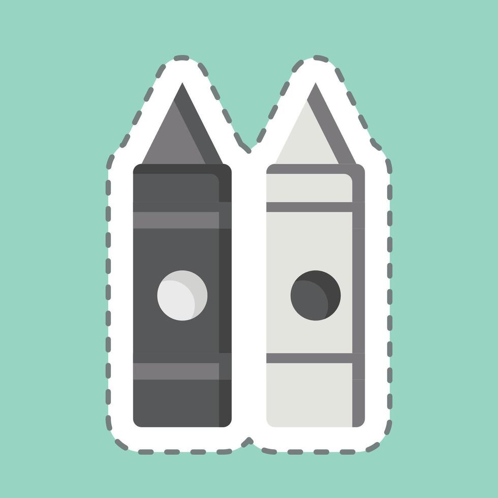 Sticker line cut Crayon. related to Kindergarten symbol. design editable vector