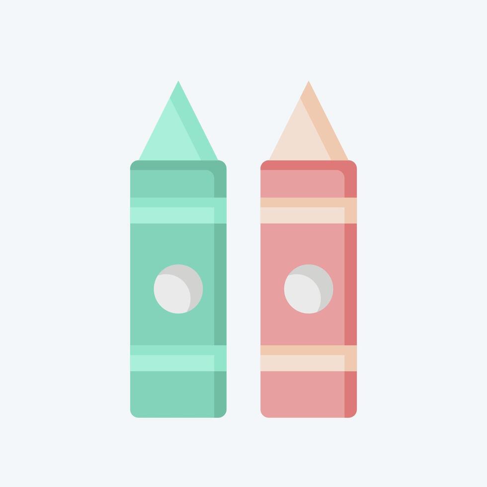 Icon Crayon. related to Kindergarten symbol. flat style. design editable vector