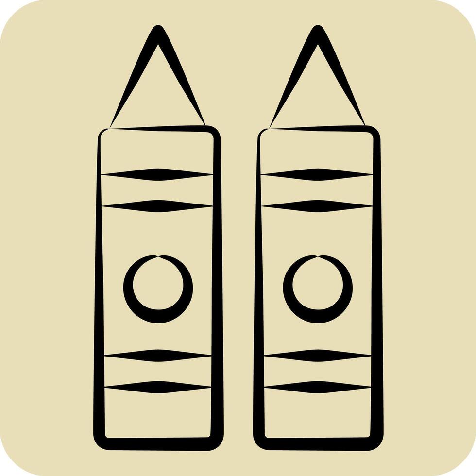 Icon Crayon. related to Kindergarten symbol. hand drawn style. design editable vector