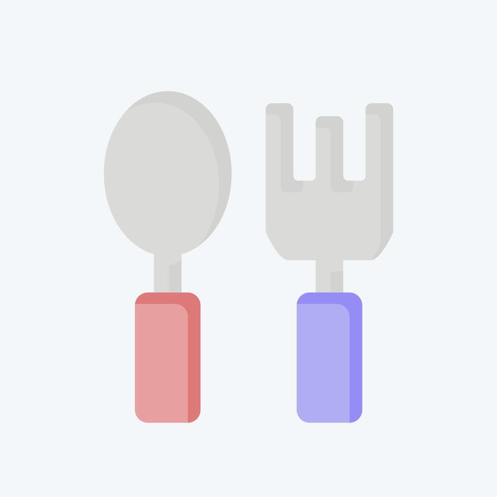 Icon Cutlery. related to Kindergarten symbol. flat style. design editable vector