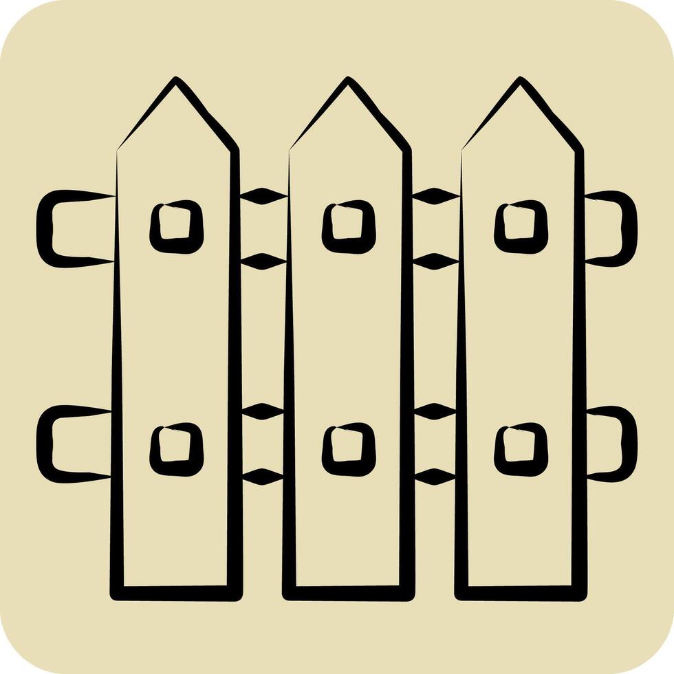 Icon Fence. related to Kindergarten symbol. hand drawn style. design editable vector