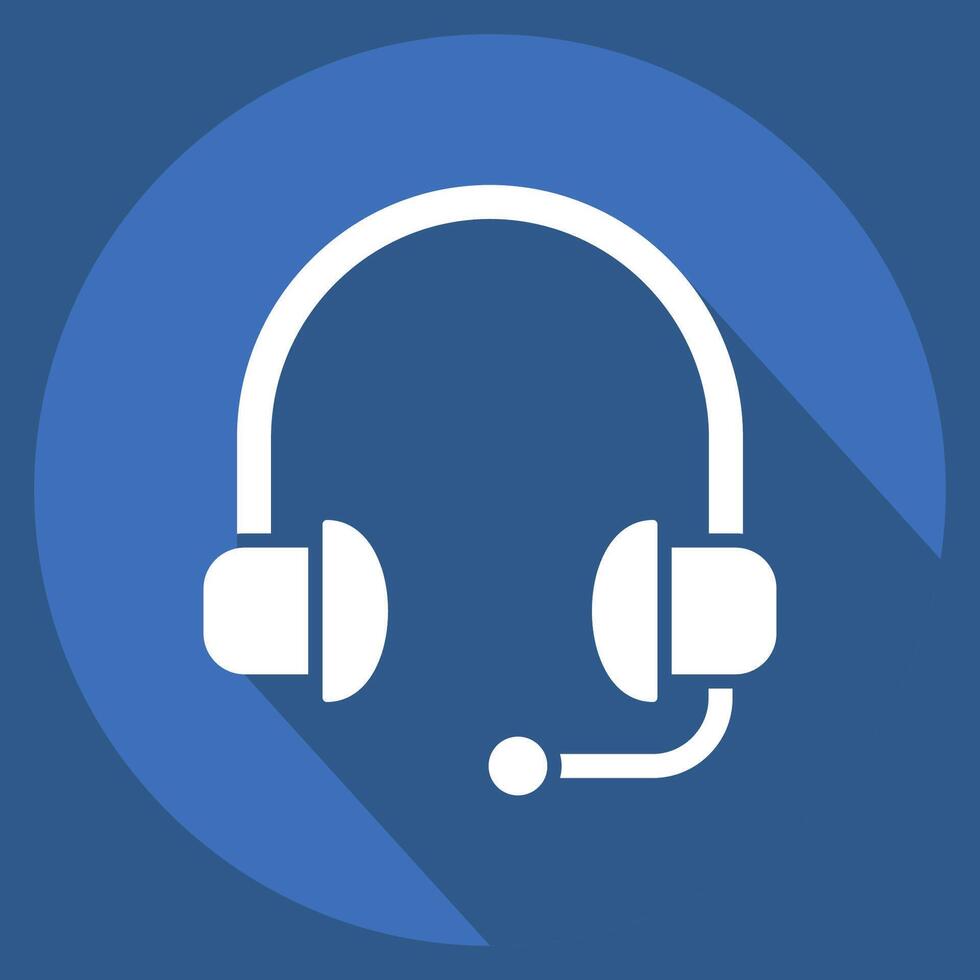 Icon Headphones. related to Hobbies symbol. long shadow style. design editable vector
