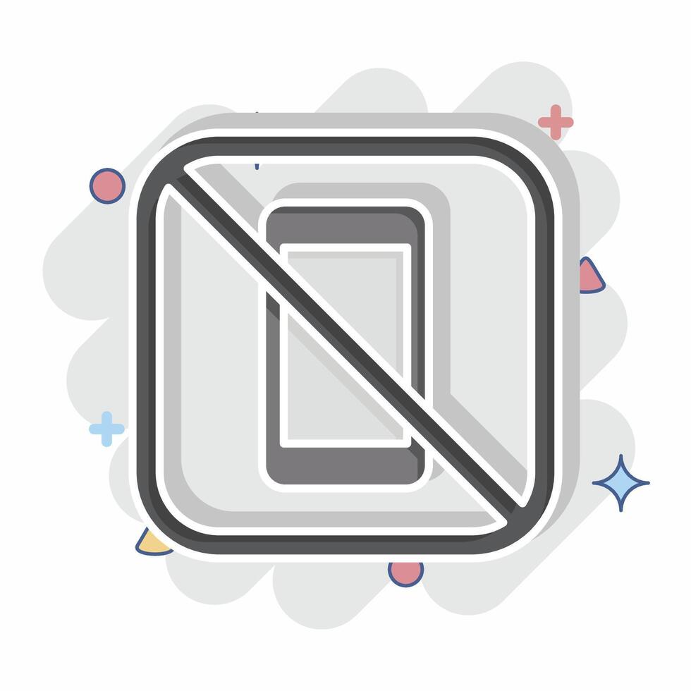 Icon No Phone. related to Public symbol. comic style. design editable vector