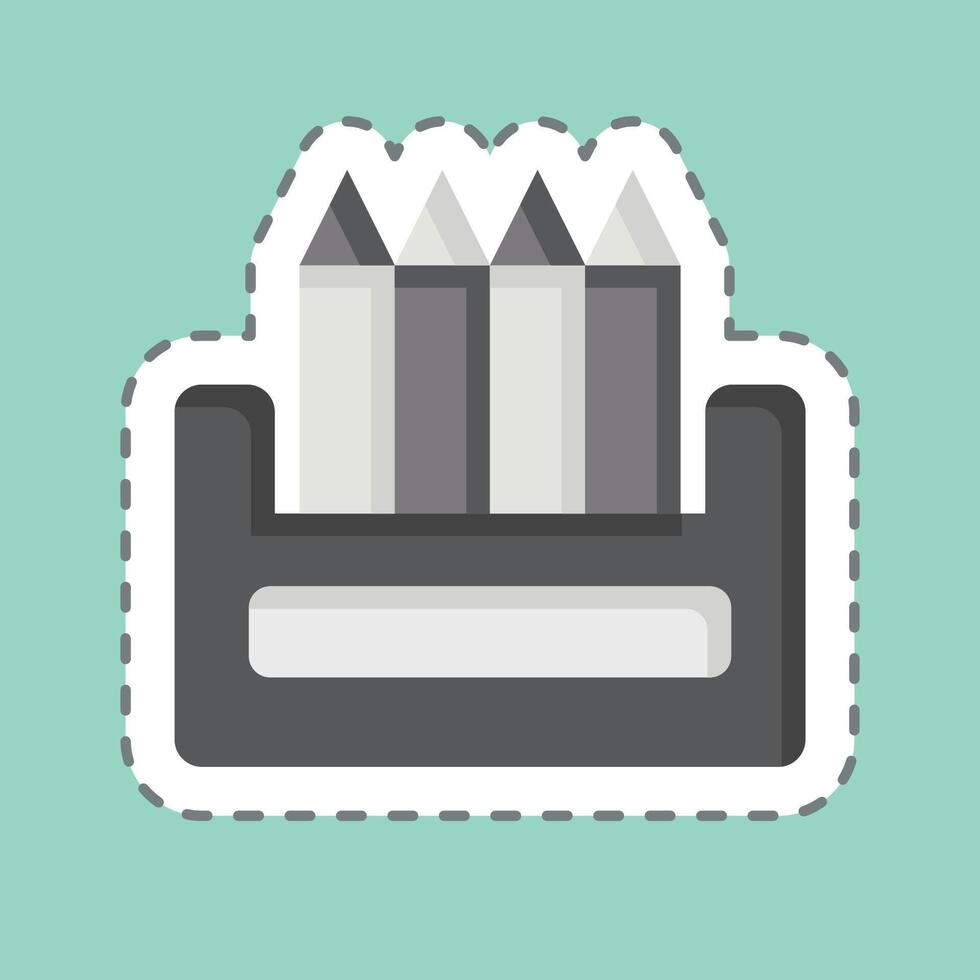 Sticker line cut Colour Pencil. related to Kindergarten symbol. design editable vector