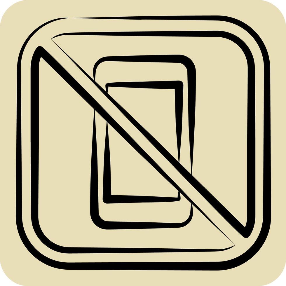 Icon No Phone. related to Public symbol. hand drawn style. design editable vector