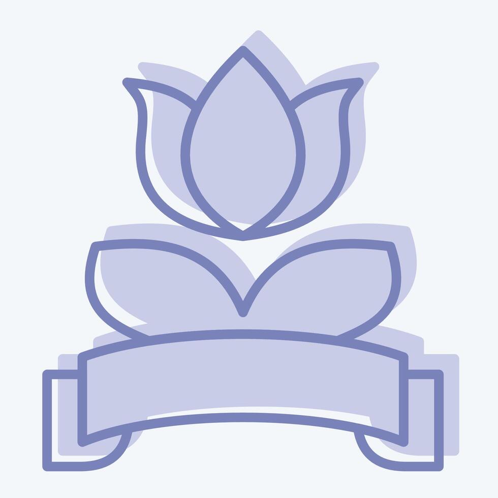 Icon Flower Label. related to Women symbol. two tone style. design editable vector