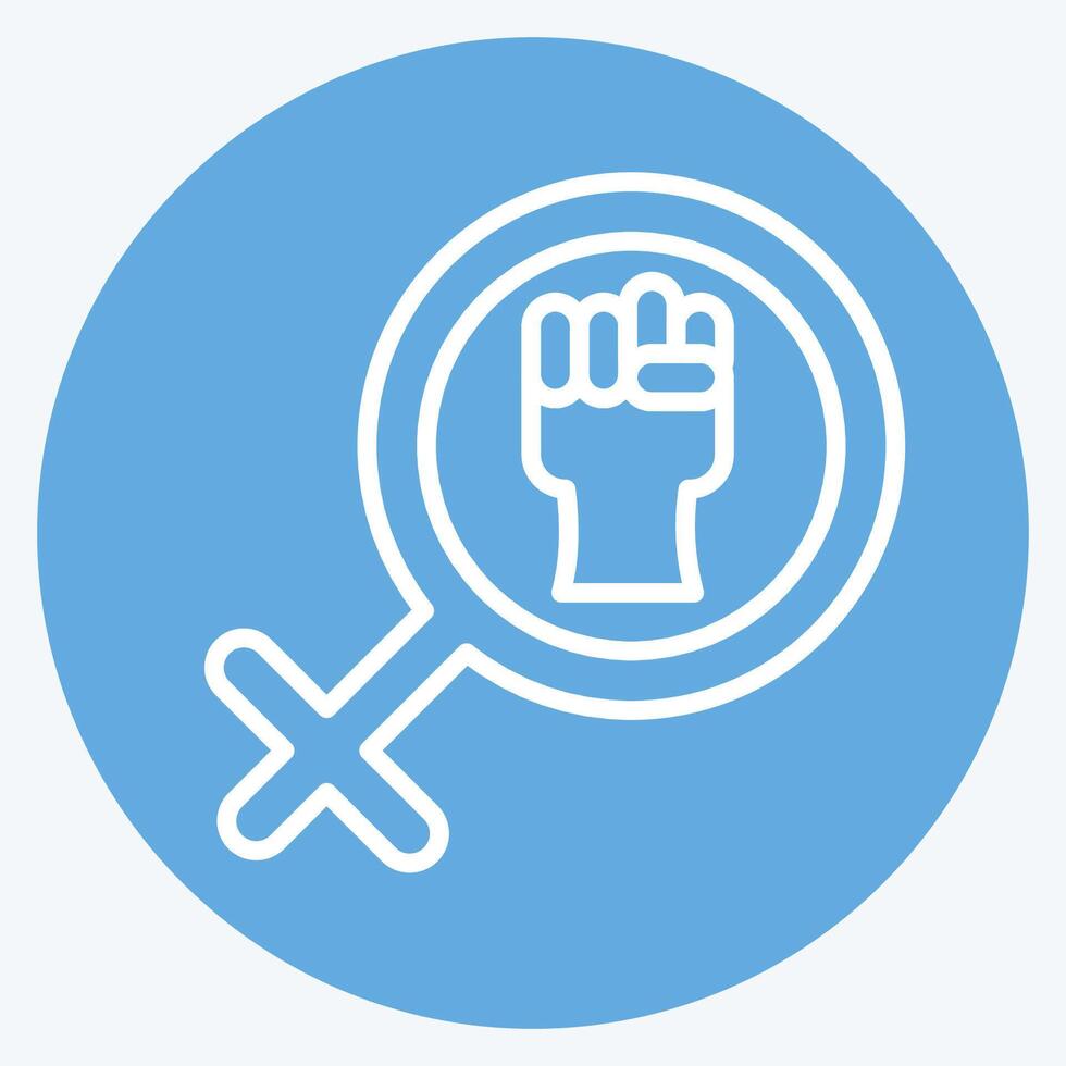 Icon Woman Power. related to Women symbol. blue eyes style. design editable vector