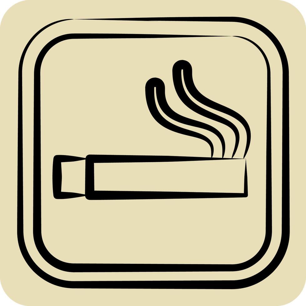 Icon Smoking Area. related to Public symbol. hand drawn style. design editable vector