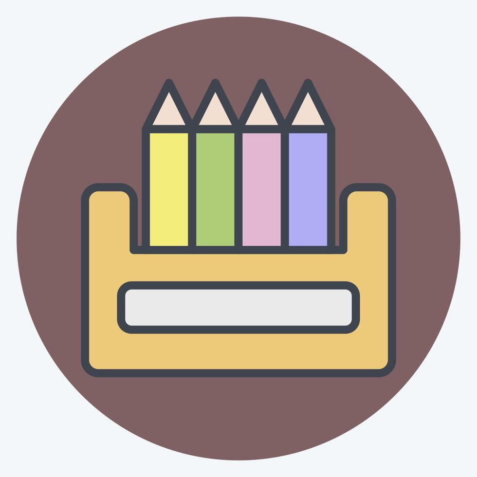 Icon Colour Pencil. related to Kindergarten symbol. color mate style. design editable vector
