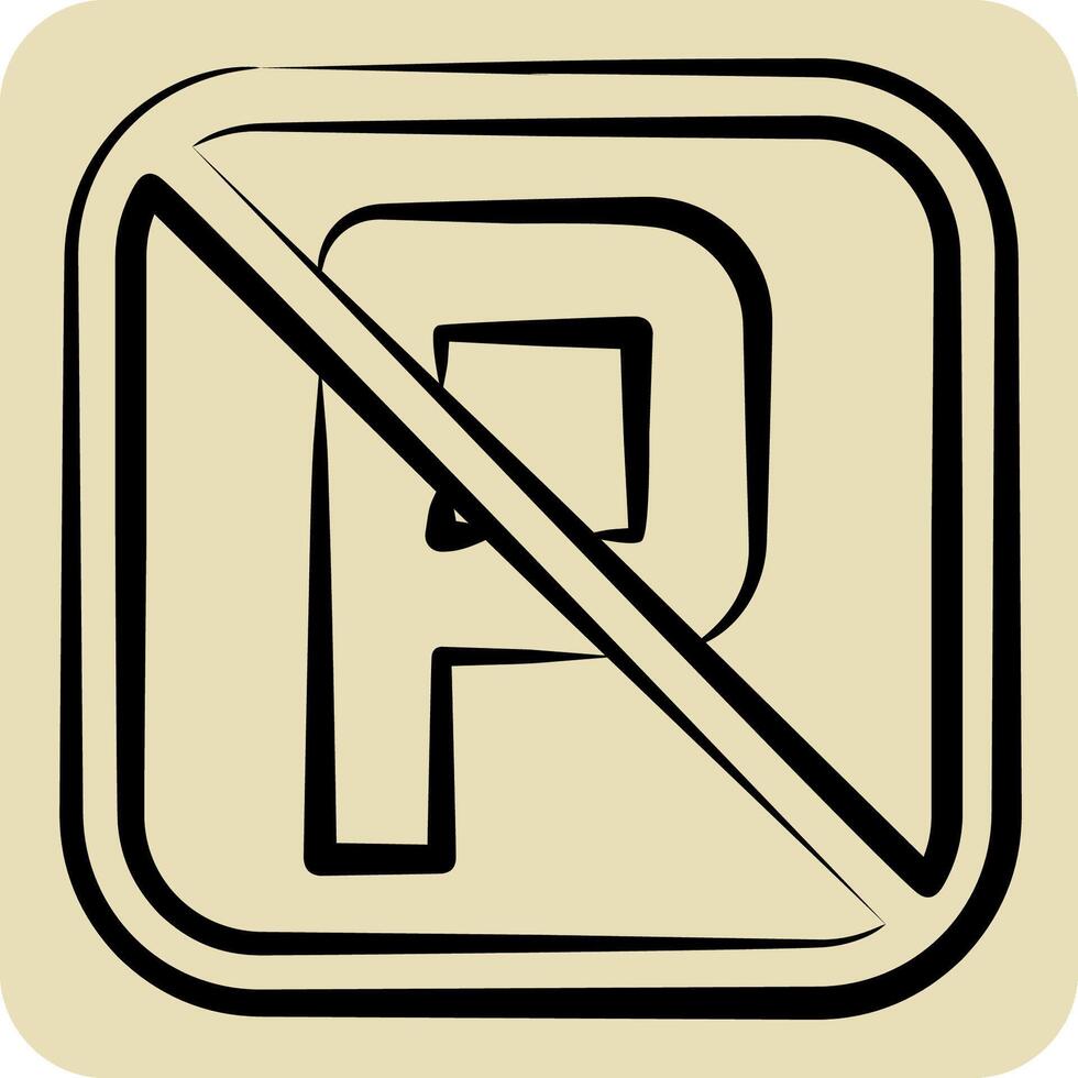 Icon No Parking. related to Public symbol. hand drawn style. design editable vector