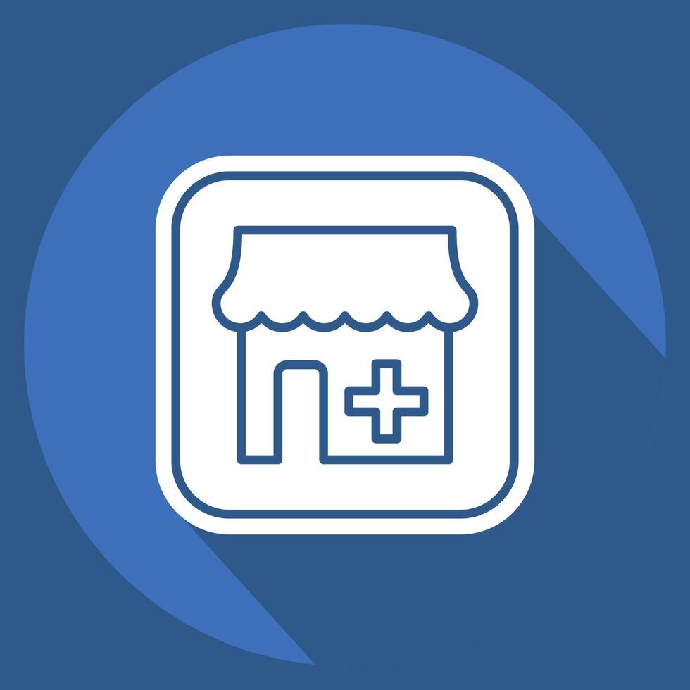 Icon Pharmacy. related to Public symbol. long shadow style. design editable vector