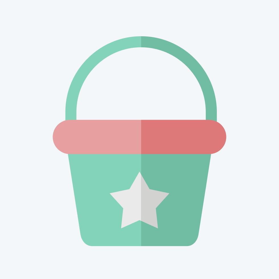 Icon Bucket. related to Kindergarten symbol. flat style. design editable vector