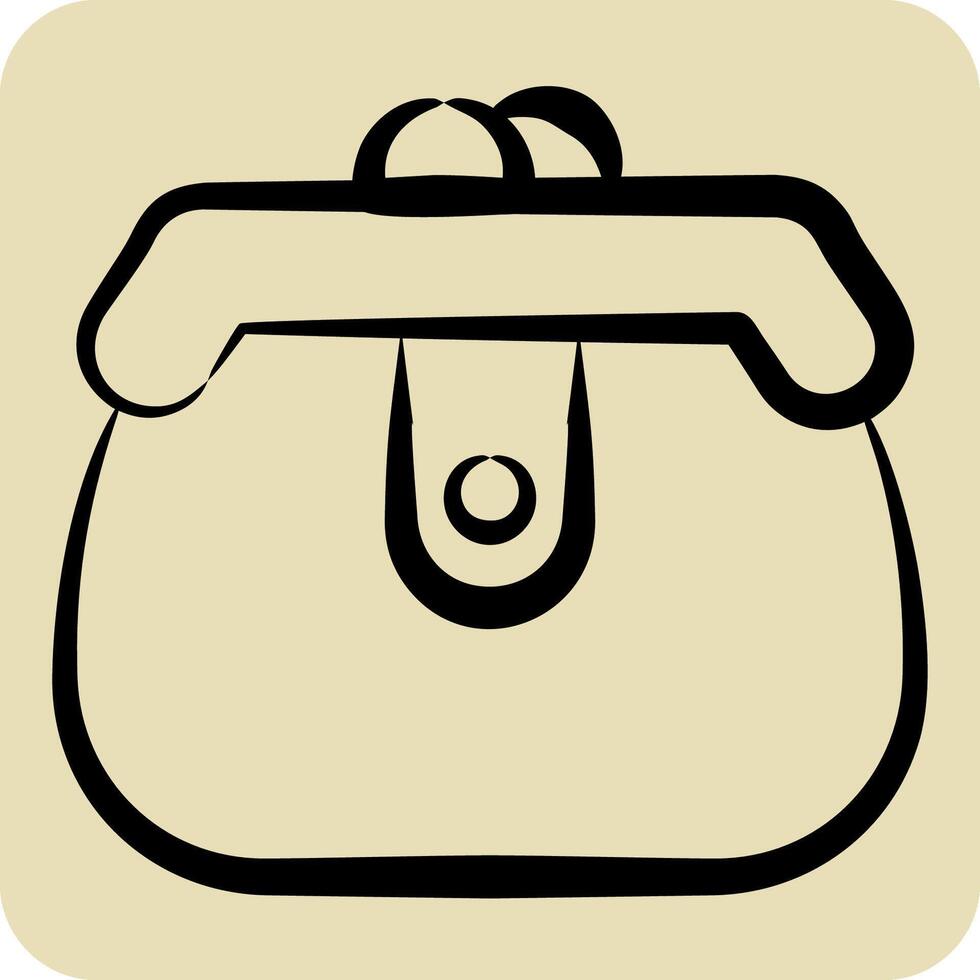 Icon Purse. related to Women symbol. hand drawn style. design editable vector