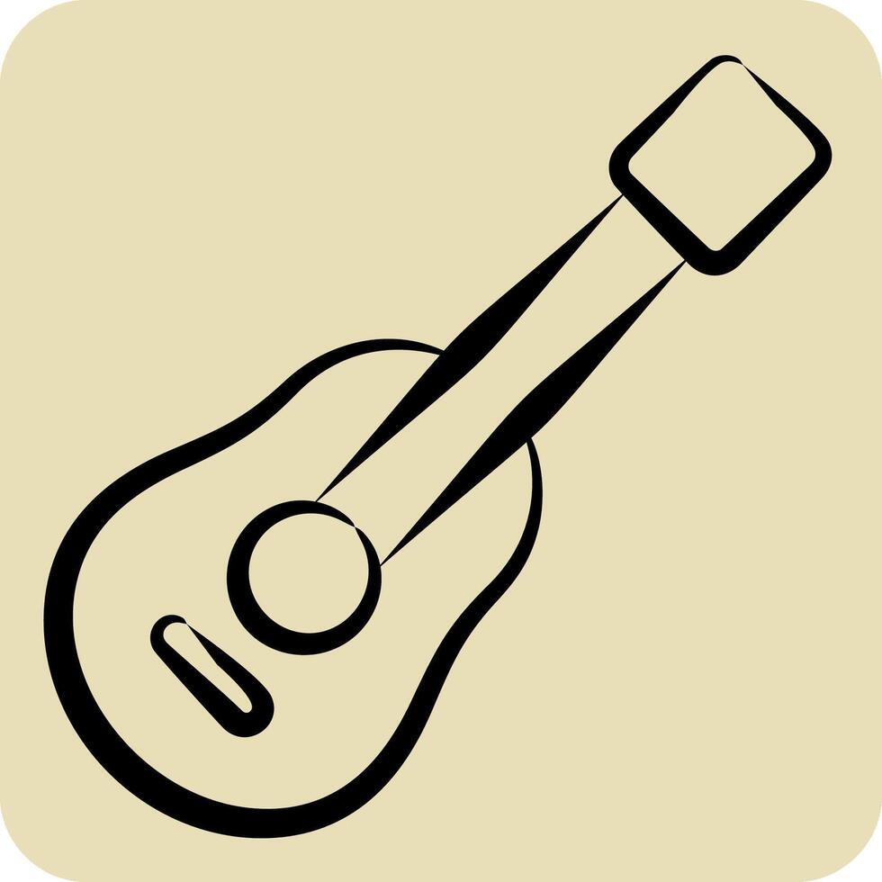 Icon Guitar. related to Hobbies symbol. hand drawn style. design editable vector