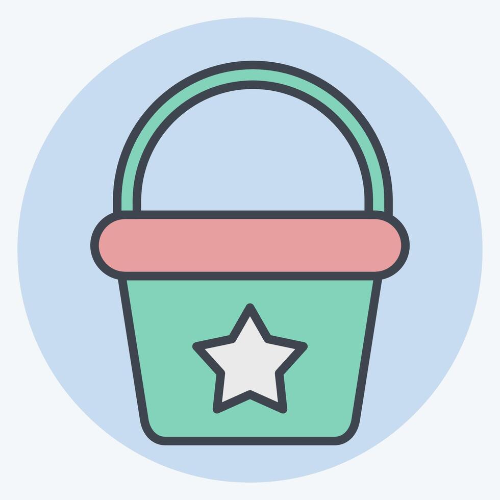 Icon Bucket. related to Kindergarten symbol. color mate style. design editable vector