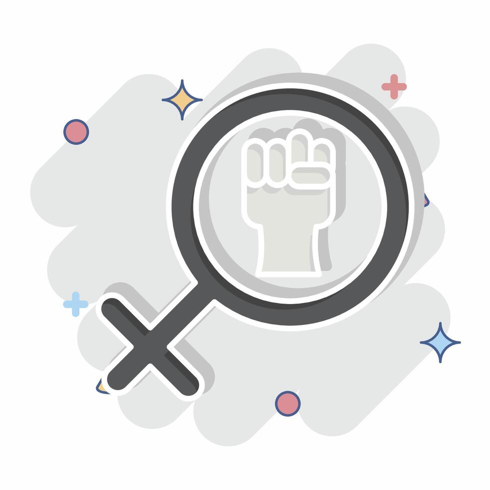 Icon Woman Power. related to Women symbol. comic style. design editable vector