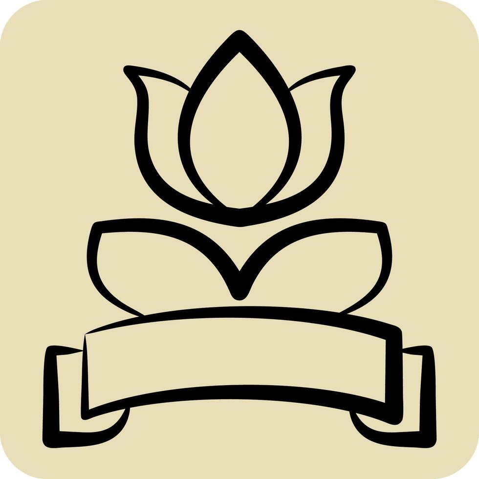 Icon Flower Label. related to Women symbol. hand drawn style. design editable vector