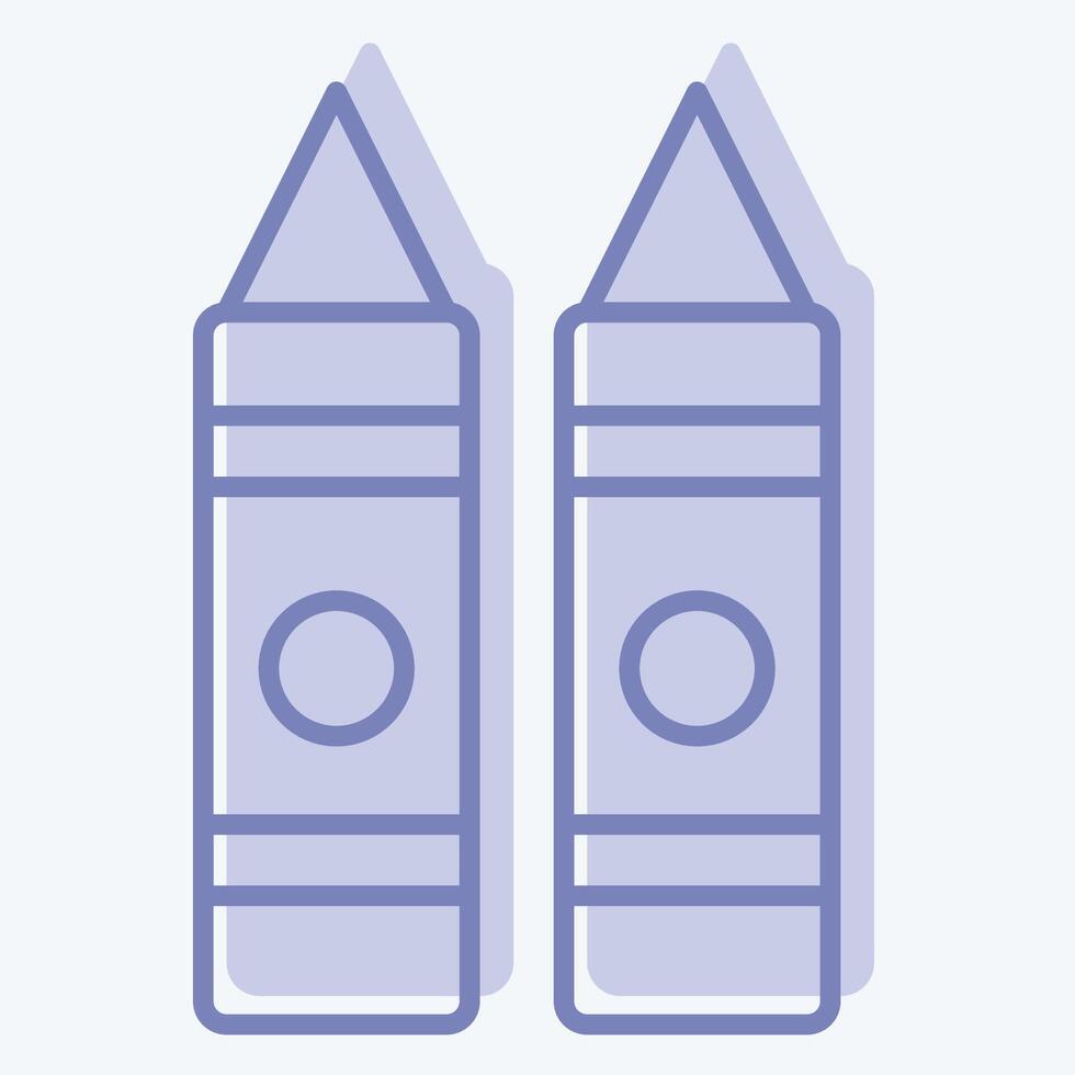 Icon Crayon. related to Kindergarten symbol. two tone style. design editable vector