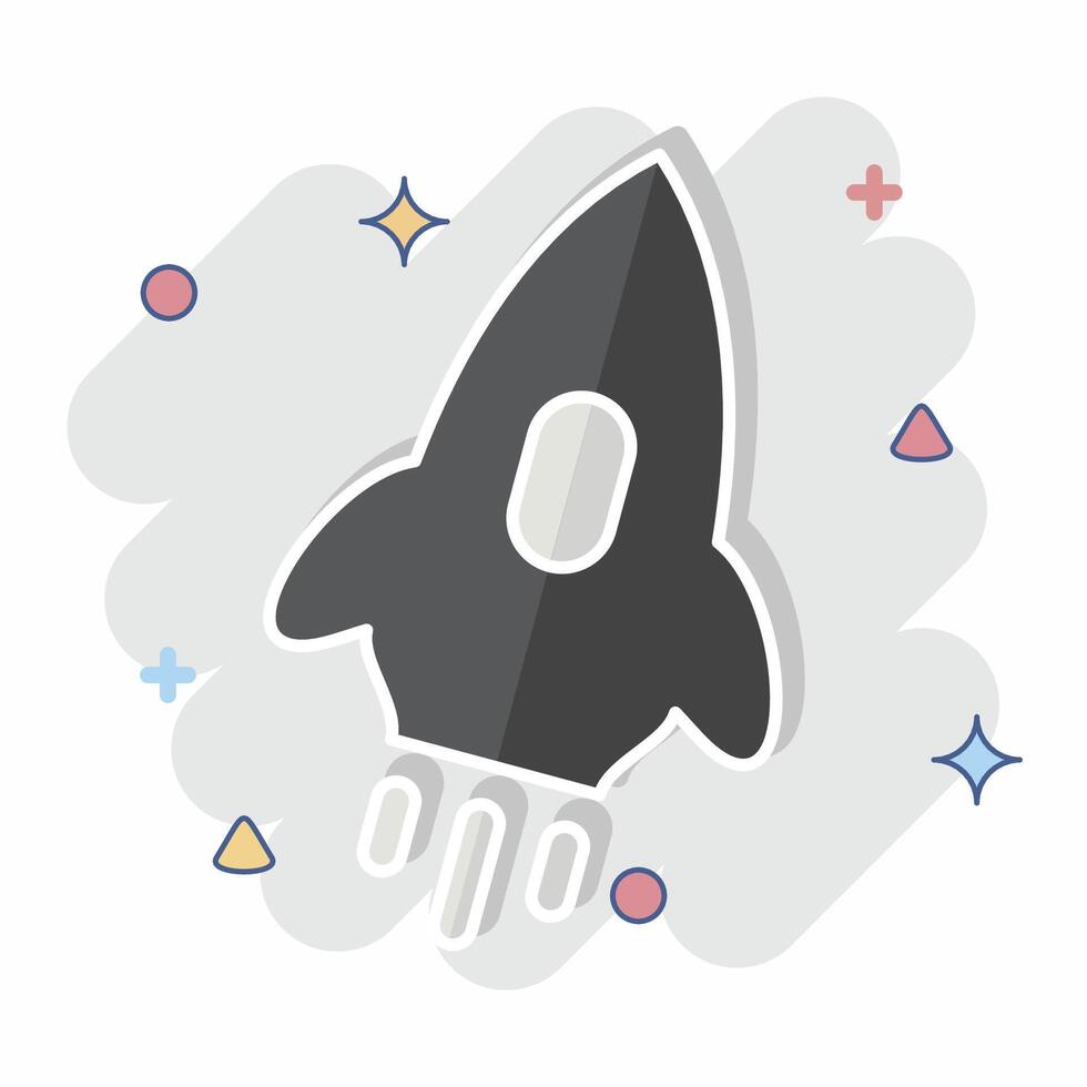 Icon Rocket. related to Speed symbol. comic style. design editable vector