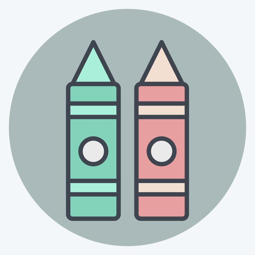 Icon Crayon. related to Kindergarten symbol. color mate style. design editable vector