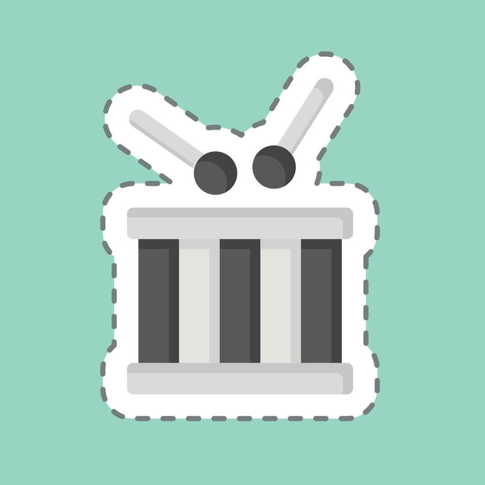 Sticker line cut Drum. related to Kindergarten symbol. design editable vector