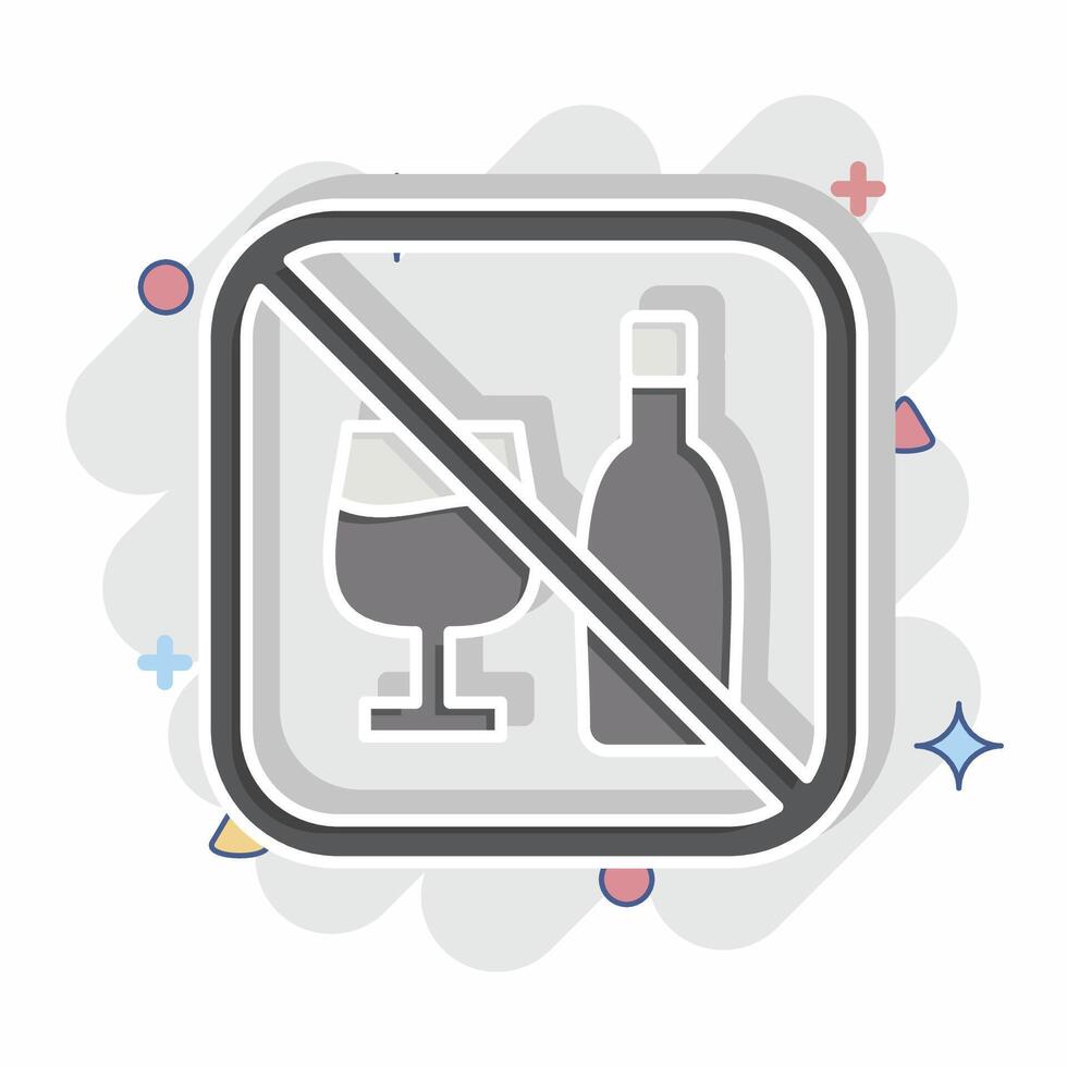Icon No Alcohol. related to Public symbol. comic style. design editable vector