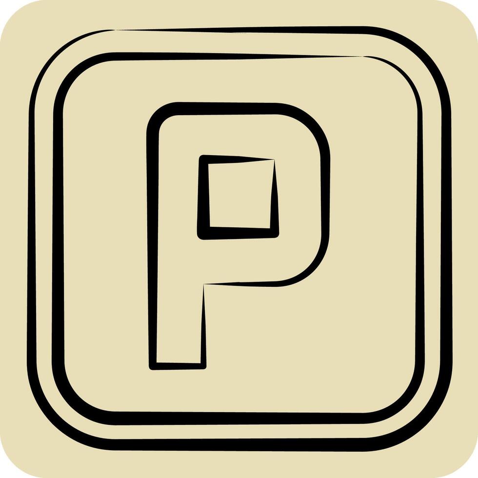 Icon Parking. related to Public symbol. hand drawn style. design editable vector