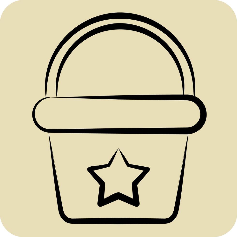 Icon Bucket. related to Kindergarten symbol. hand drawn style. design editable vector