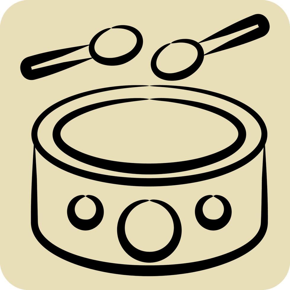 Icon Drumbeat. related to Hobbies symbol. hand drawn style. design editable vector