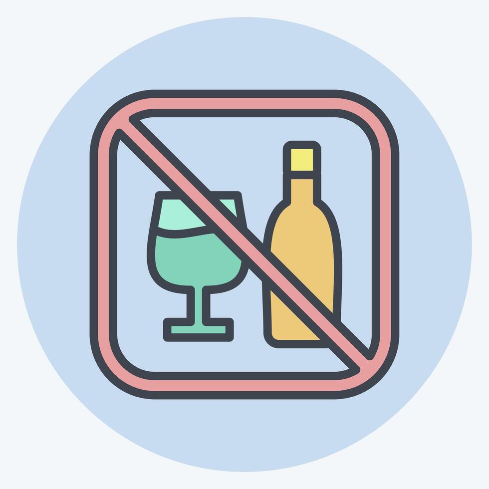 Icon No Alcohol. related to Public symbol. color mate style. design editable vector