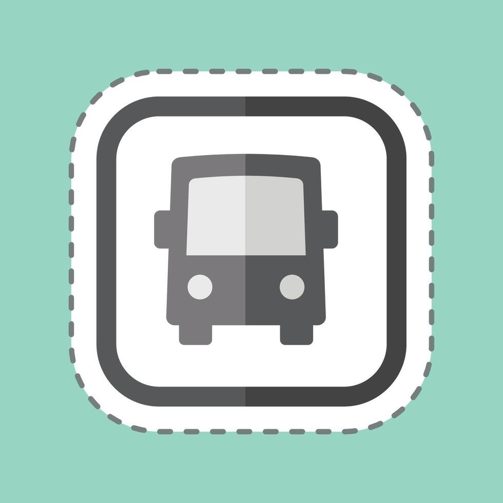 Sticker line cut Bus. related to Public symbol. design editable vector