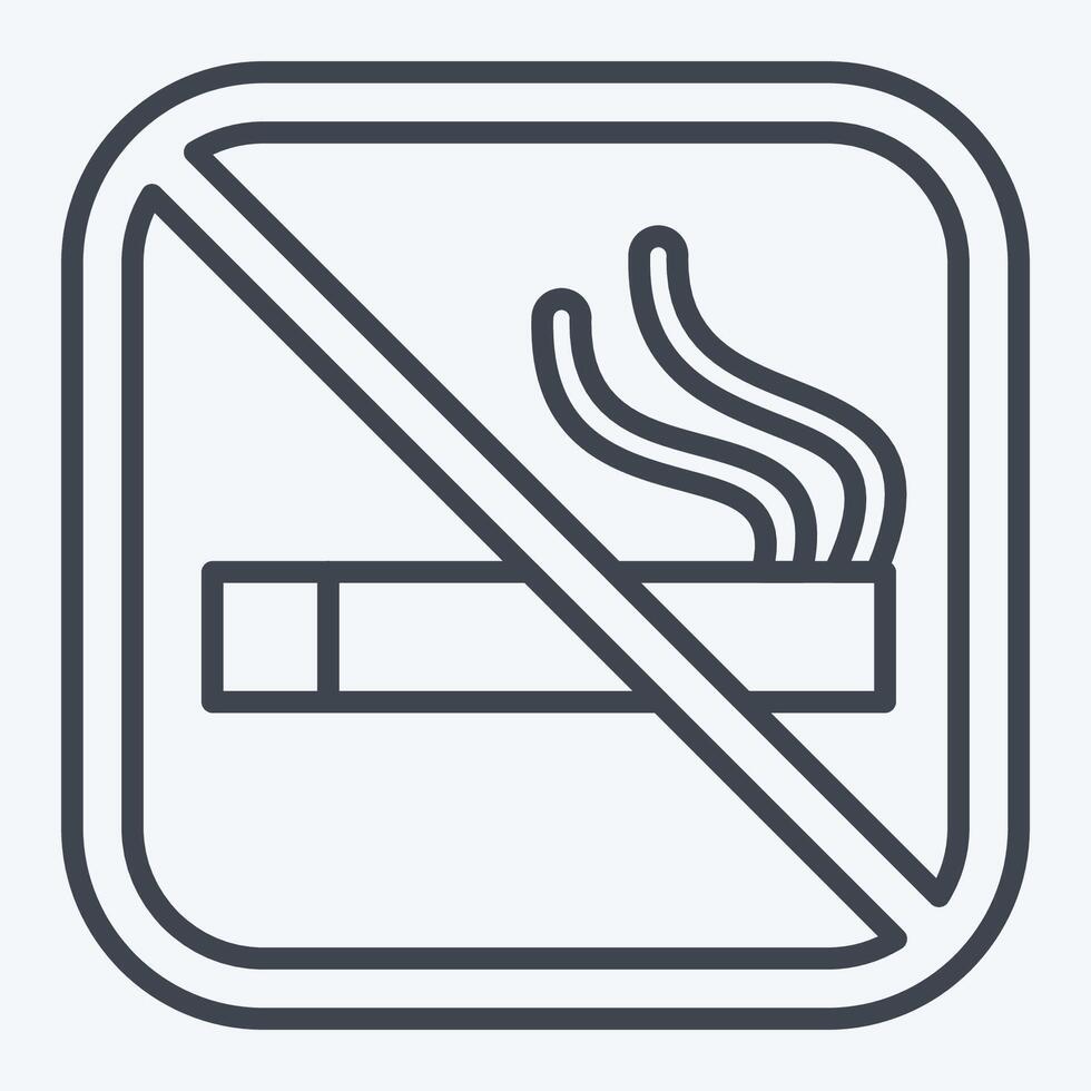 Icon No Smoking. related to Public symbol. line style. design editable vector