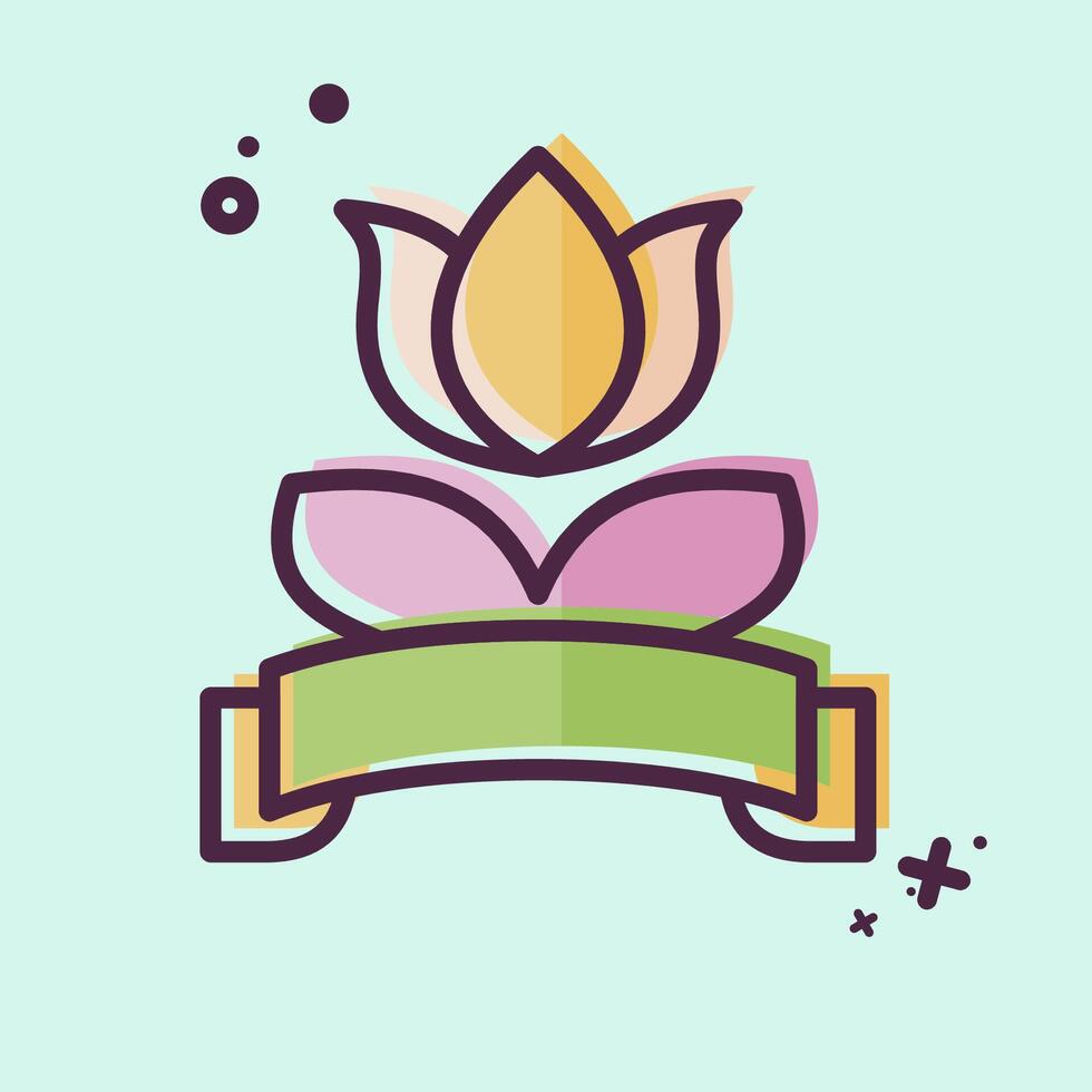 Icon Flower Label. related to Women symbol. MBE style. design editable vector
