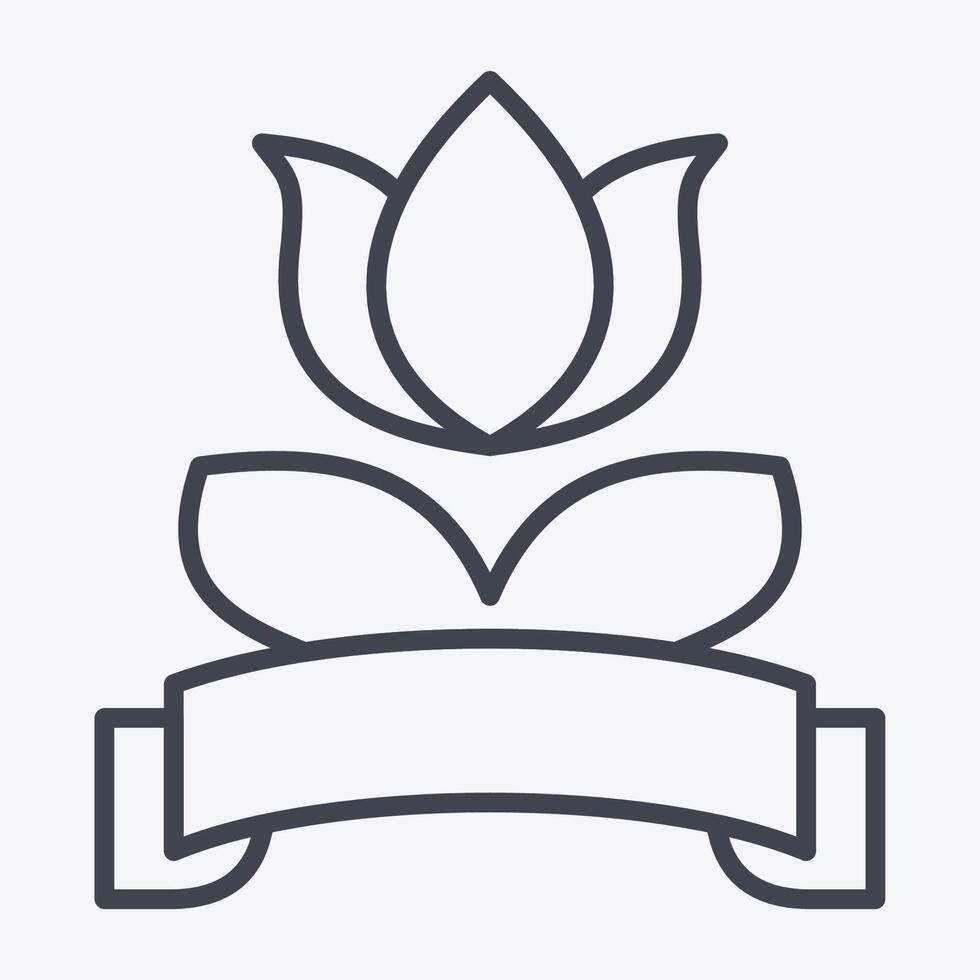 Icon Flower Label. related to Women symbol. line style. design editable vector