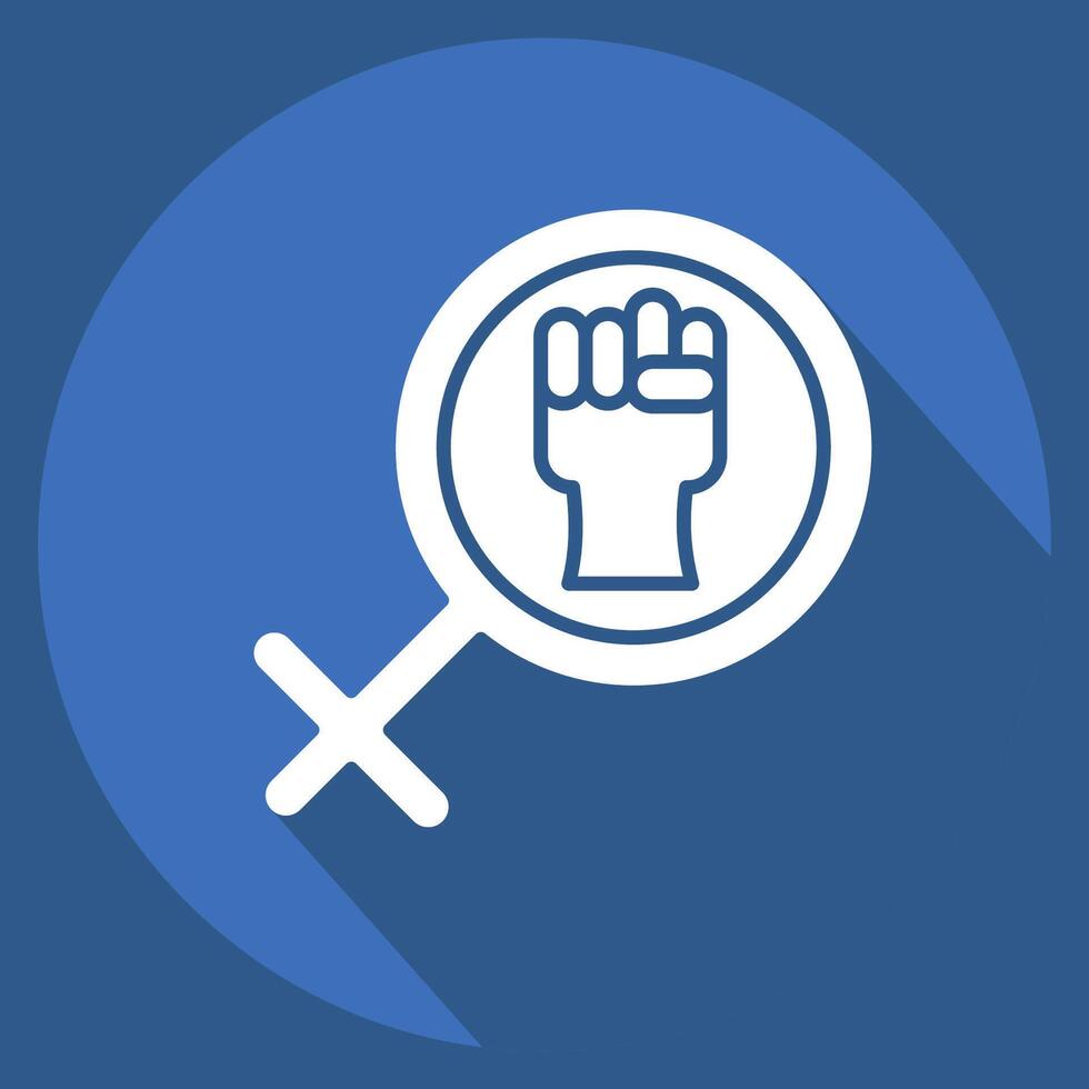 Icon Woman Power. related to Women symbol. long shadow style. design editable vector