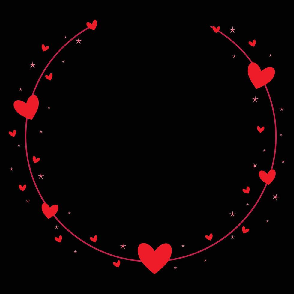 Circle Borders Frame With Red Love And Stars vector