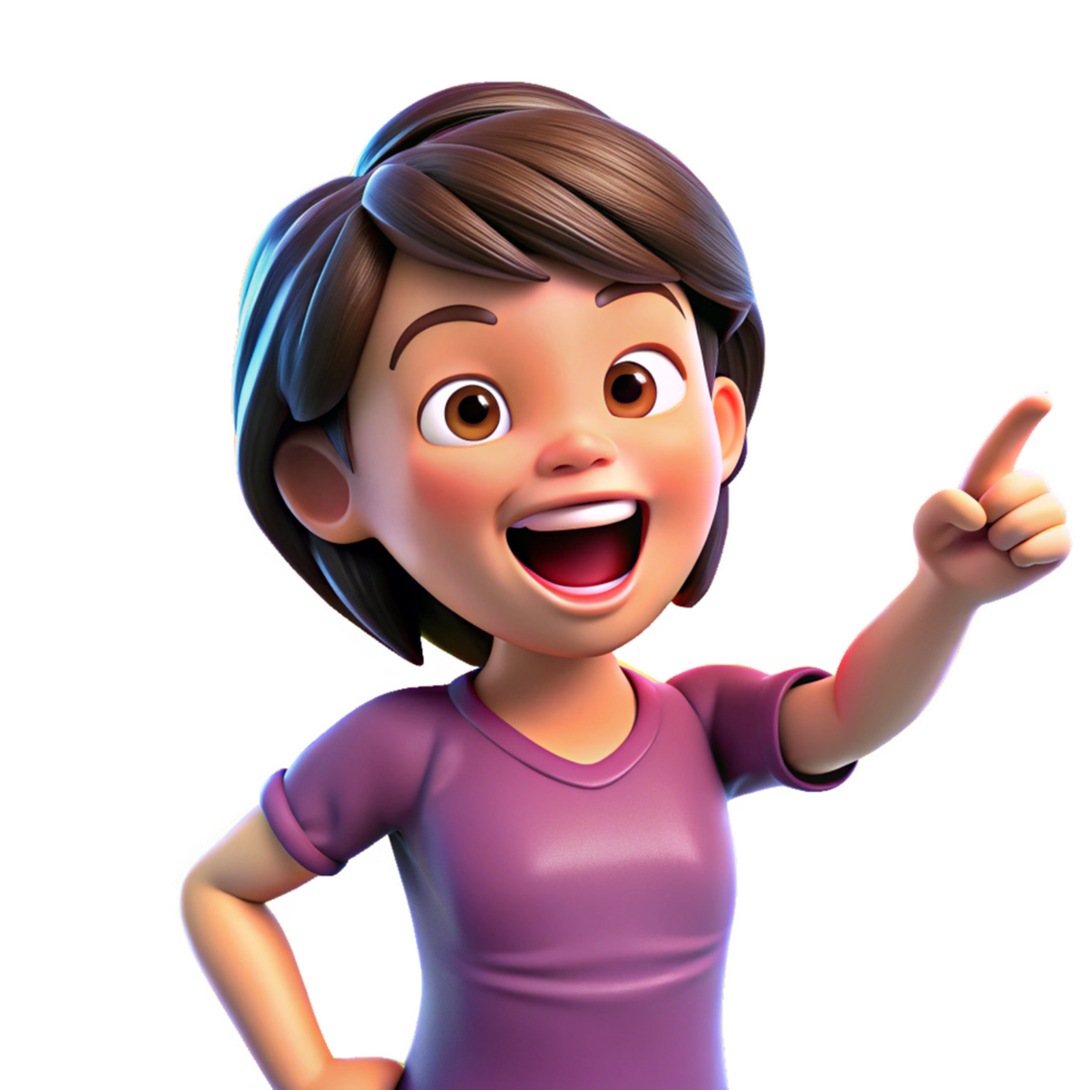 Adorable Smiling Girl Character Isolated with Transparent Background png