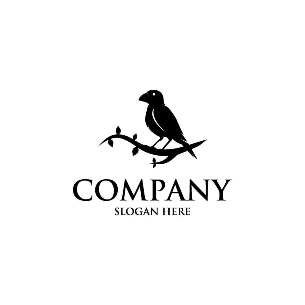 branch bird silhouette logo design vector